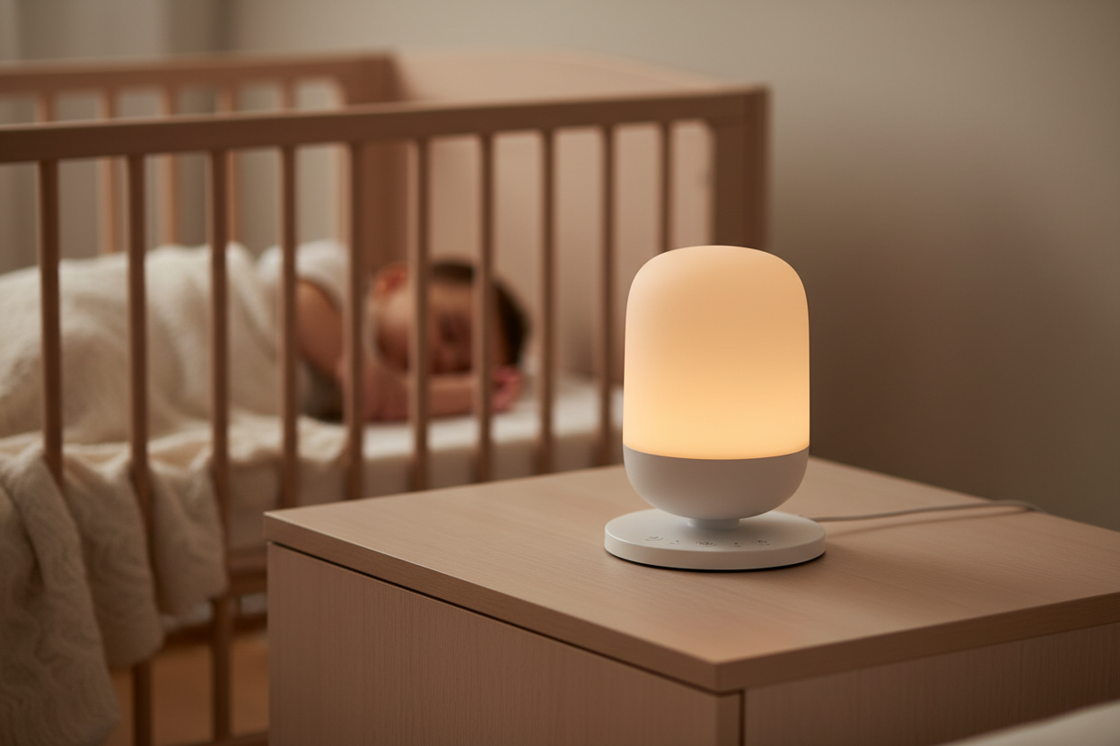 DreamNest™ Smart Baby Sleep Soother – Light & Sound Machine with App Control